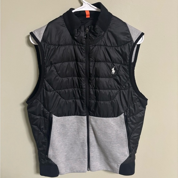 Ralph Lauren Polo Sport Mens Size Small Hybrid Vest Puffer Black Logo Fill Zip - Picture 1 of 6
